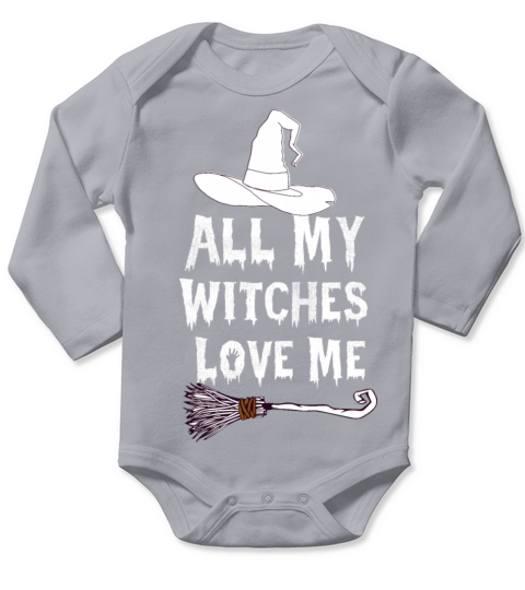Funny Vintage All My Witches Love Me Halloween Long Sleeve Baby One-Piece