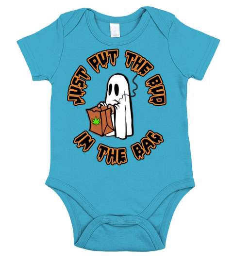 Just Put The Bud In The Bag Orange and Black Short Sleeve Baby One-Piece