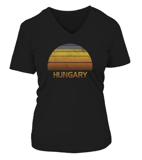 Vintage Sunset Hungary Family Vacation Souvenir V-neck T-Shirt Woman