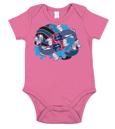 Koi Fishes Fish Fishes Koi Beautiful Pink Blue Swi Short Sleeve Baby One-Piece