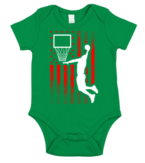 Basketball American Flag Player Shooting Ball Short Sleeve Baby One-Piece