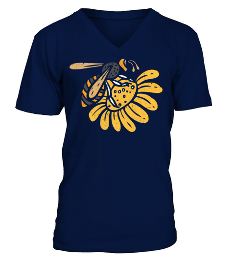 Cute Bee and Flower Honey Nature Beekeeper Men's V-Neck T-shirt