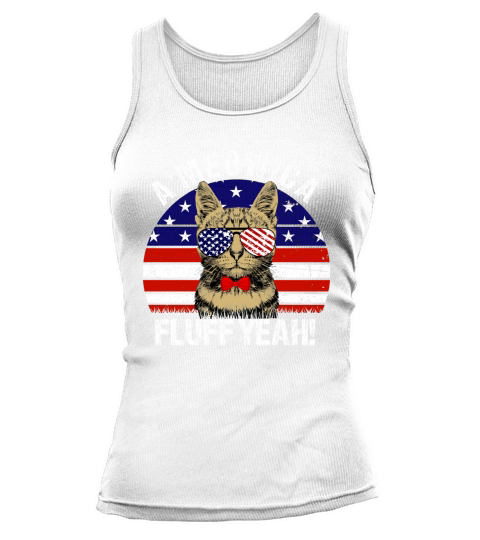 Meowica Fluff Yeah 4th of July American Flag merica cat shirt Tank top Woman