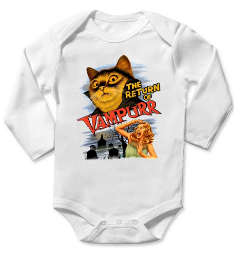 The Return of Vampurr Cat Vampire Long Sleeve Baby One-Piece