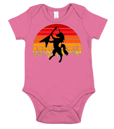 black guitarist unicorn rainbow Short Sleeve Baby One-Piece