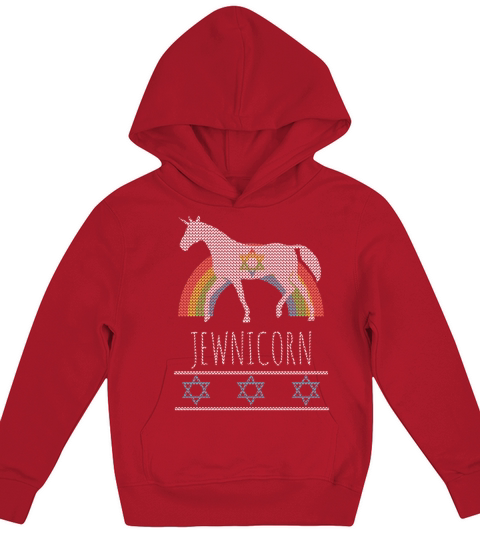 Funny Rainbow Jewnicorn Jewish Unicorn Ugly Kids Hoodie