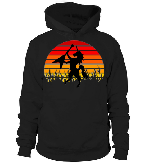 black guitarist unicorn rainbow Women's Hoodie