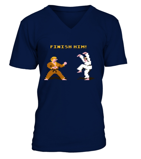 8 bit Karate Kid Finish Him Shirt V-Neck T-shirt