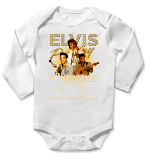 Elvis Presley 85th anniversary thank you for the memories signature Long Sleeve Baby One-Piece