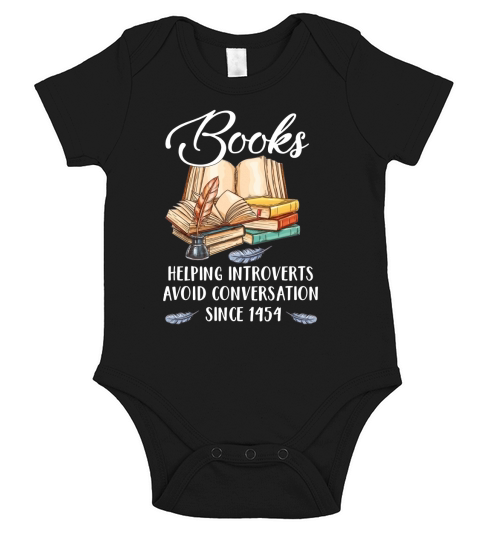 Books Helping Introverts Avoid Conversation Since 1454 Short Sleeve Baby One-Piece