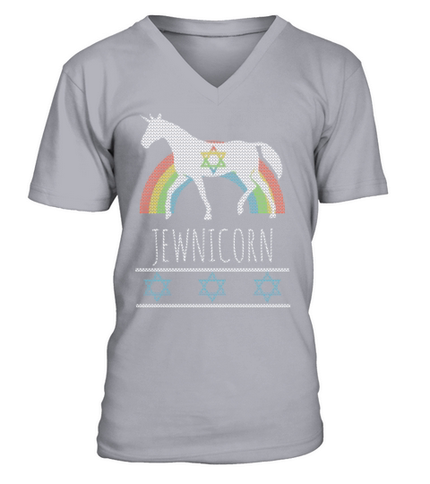 Funny Rainbow Jewnicorn Jewish Unicorn Ugly Men's V-Neck T-shirt
