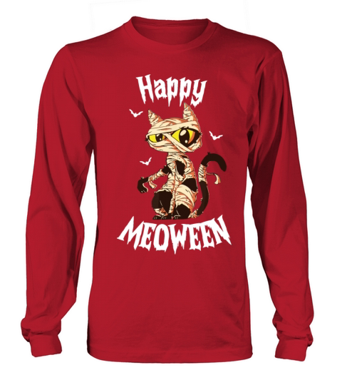 Happy Meoween Cartoon Halloween Cat Mummy Women's Long Sleeve