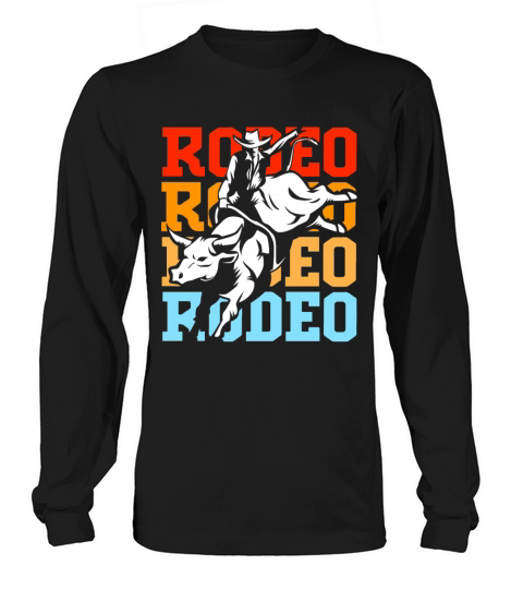 Silhouette Cowboy Bull Riding Rodeo Women's Long Sleeve