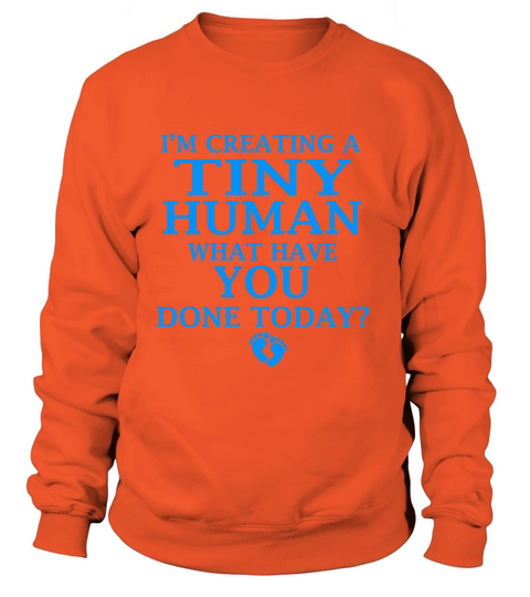 Funny Pregnant Design Creating Tiny Human Blue Men's Sweatshirt