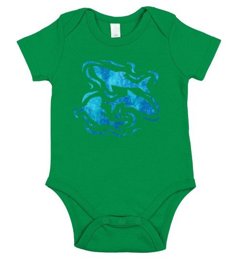 Double Exposure Shark Ocean Lover Gift Idea Short Sleeve Baby One-Piece