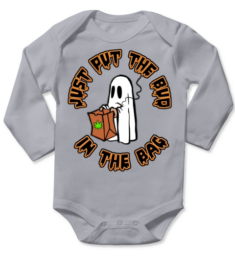 Just Put The Bud In The Bag Orange and Black Long Sleeve Baby One-Piece