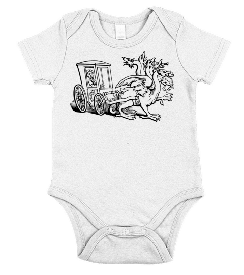 Carriage drawn by monster Short Sleeve Baby One-Piece