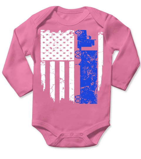 Truck Driver Trucker Flag Hanes Tagless racing T S Long Sleeve Baby One-Piece