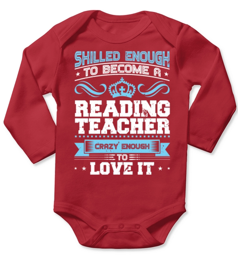 Crazy Reading Teacher Long Sleeve Baby One-Piece