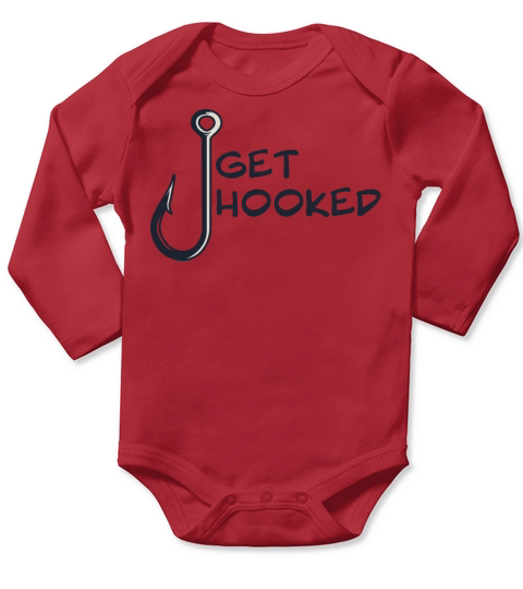 Cool funny get hooked fishing outdoor design gift Long Sleeve Baby One-Piece