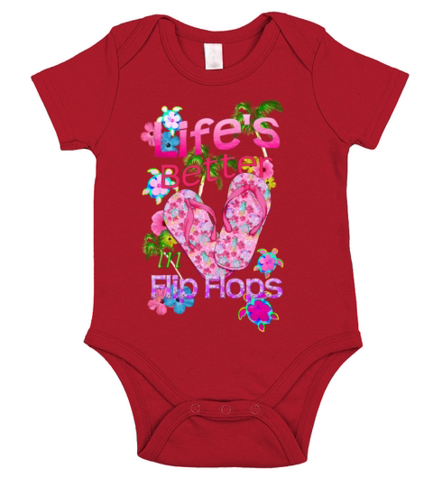 Life Is Better Flip Flops Short Sleeve Baby One-Piece