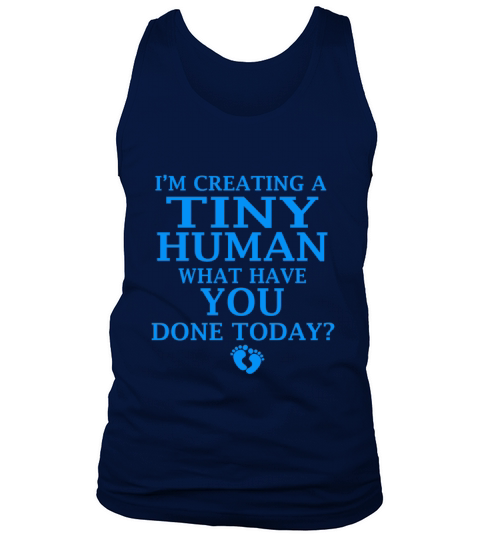 Funny Pregnant Design Creating Tiny Human Blue Men's Tank Top