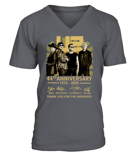 U2 44th anniversary 1976 2020 thank you for the memories signatures V-Neck T-shirt