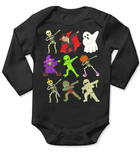 Halloween Dabbing Long Sleeve Baby One-Piece