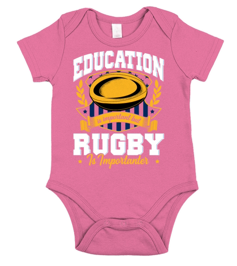 Education Is Important But Rugby Is Importanter Short Sleeve Baby One-Piece