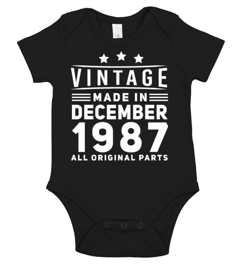 Gift Idea Vintage 1987 December Short Sleeve Baby One-Piece