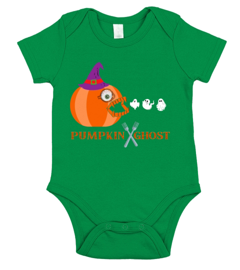 pumpkin eating ghost Short Sleeve Baby One-Piece