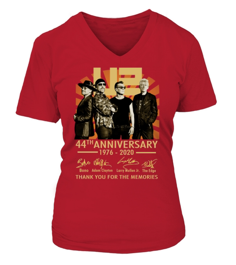U2 44th anniversary 1976 2020 thank you for the memories signatures V-neck T-Shirt Woman
