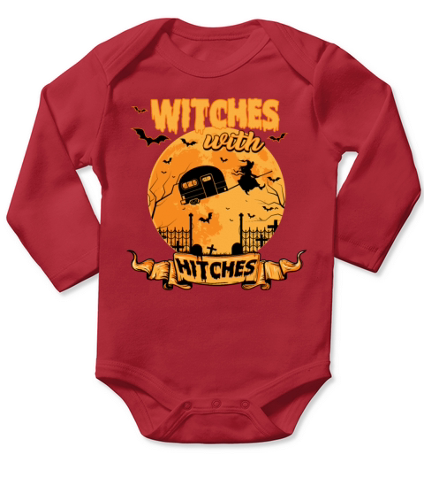 witches with hitches - Halloween Camper RV Witch Long Sleeve Baby One-Piece