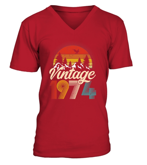 45th Birthday Gifts - Vintage 1974 T Shirt Hiking Men's V-Neck T-shirt