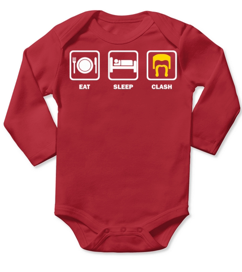 Funny eat sleep clash quotes Long Sleeve Baby One-Piece