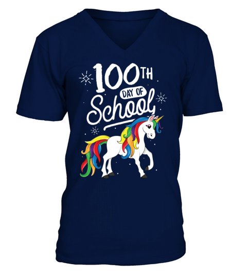 100 Days of School Unicorn TShirt for Girls Men's V-Neck T-shirt