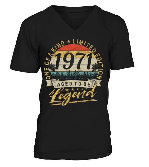 50th birthday vintage 1971 legend retro vintage Men's V-Neck T-shirt