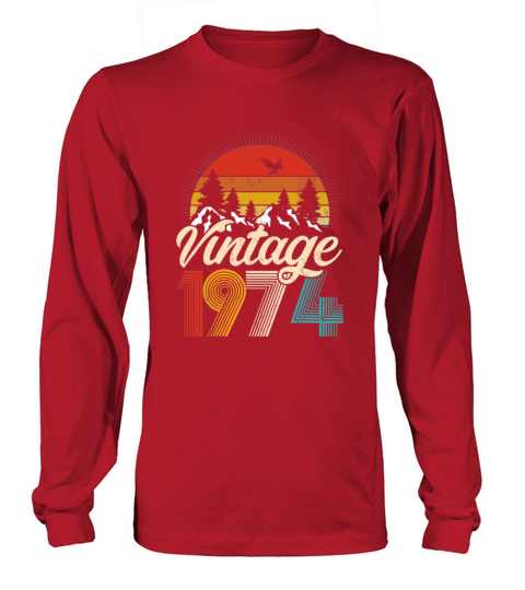 45th Birthday Gifts - Vintage 1974 T Shirt Hiking Women's Long Sleeve