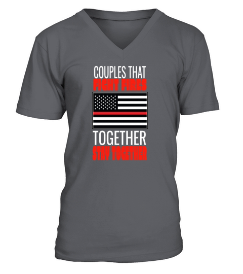 Thin Red Line Firefighter print Men's V-Neck T-shirt