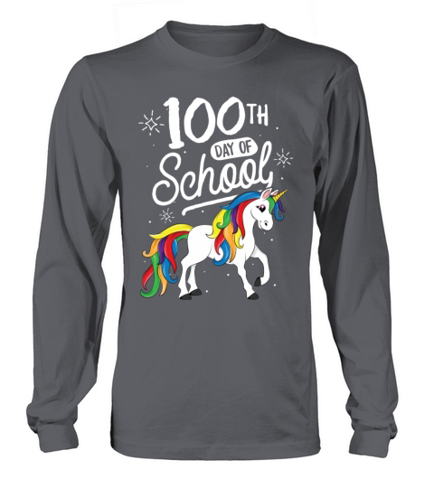 100 Days of School Unicorn TShirt for Girls Women's Long Sleeve