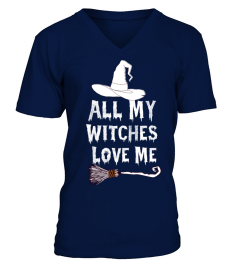 Funny Vintage All My Witches Love Me Halloween Men's V-Neck T-shirt