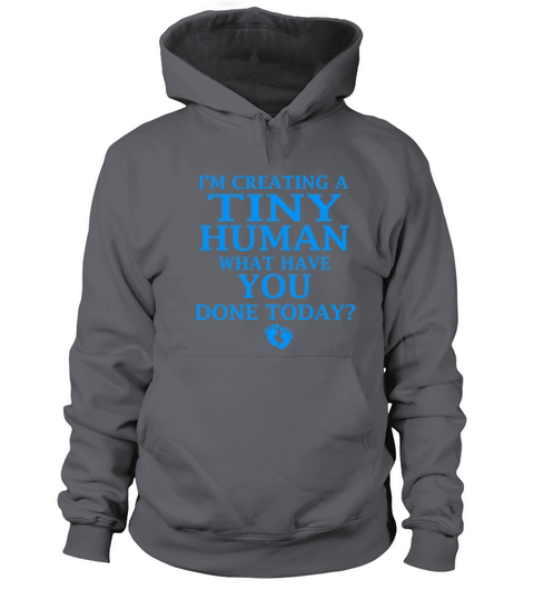 Funny Pregnant Design Creating Tiny Human Blue Women's Hoodie