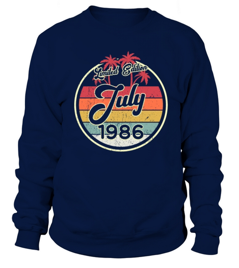 Vintage 80s July 1986 35th Birthday Gift Idea Men's Sweatshirt