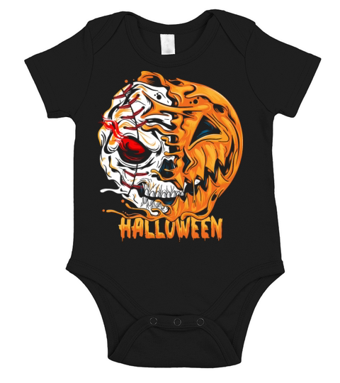Baseball Player Halloween Pumpkin Skeleton Short Sleeve Baby One-Piece