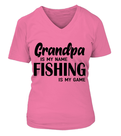 Mens Grandpa is My Name Fishing is My Game T Shirt Women's V-Neck T-shirt