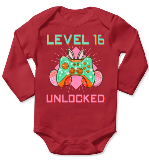 16 Year Old Level Unlock Gamer Game Easter Sunday Long Sleeve Baby One-Piece