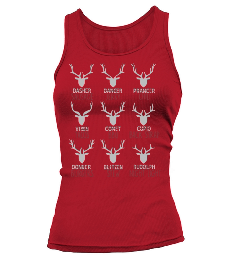 Deer Dasher Sausage Dancer Jerky Prancer Chili Tacos Christmas shirt Tank top Woman