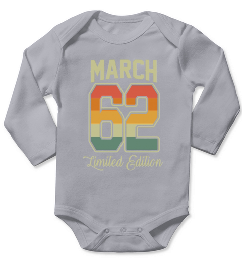 Vintage 60th Birthday March 1962 Sports Gift Long Sleeve Baby One-Piece