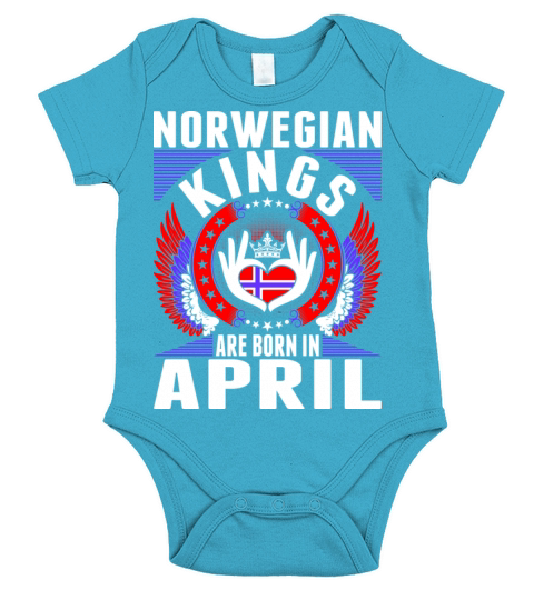 Norwegian Kings Are Born In April Short Sleeve Baby One-Piece