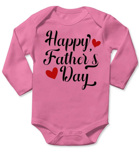 Simple and Elegant Happy Fathers Day Calligraphy Long Sleeve Baby One-Piece